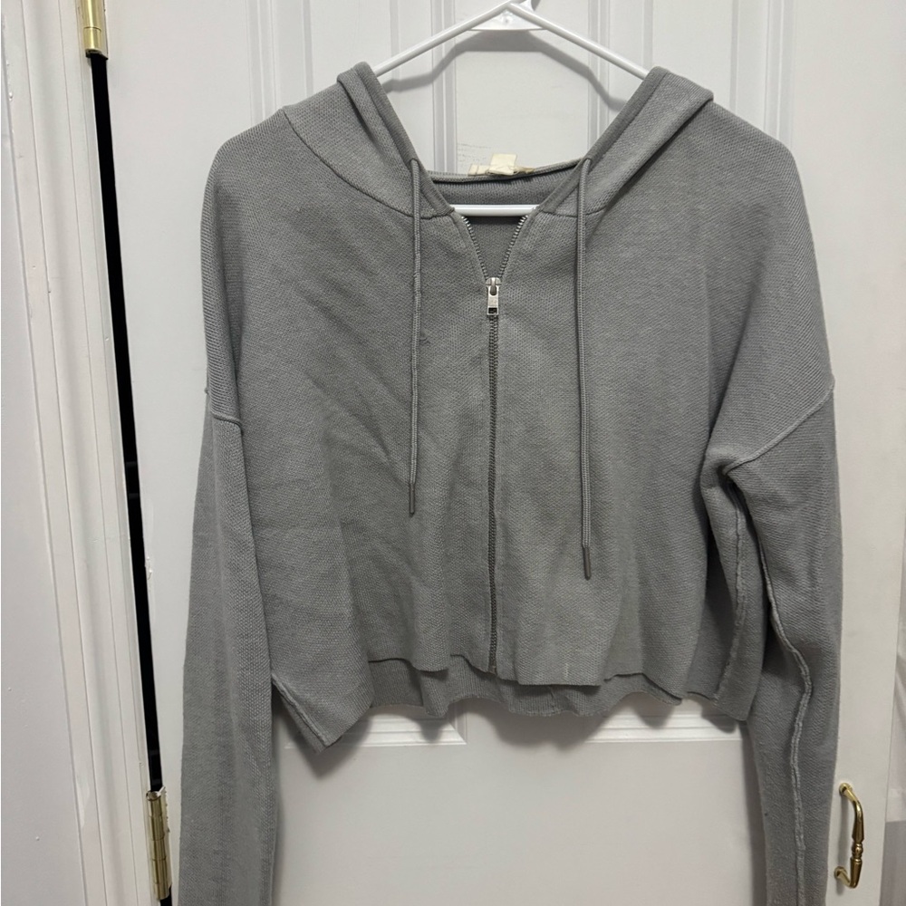 Garage Light Gray Cropped Hoodie